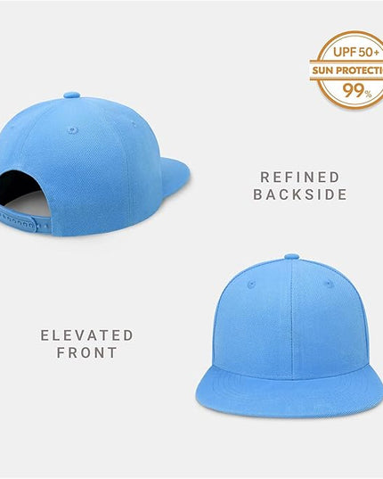 CHOK.LIDS Flat Bill Visor Classic Snapback Hat Blank Adjustable Brim High Top End Trendy Color Style Plain Tone Baseball Cap