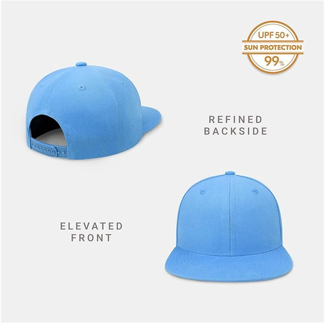 CHOK.LIDS Flat Bill Visor Classic Snapback Hat Blank Adjustable Brim High Top End Trendy Color Style Plain Tone Baseball Cap