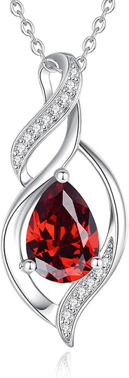 FANCIME Birthstone Necklace for Women Teardrop Necklace S925 Sterling Silver Infinity Love Birthday Gifts for Mom Women Girls, 16"+2" Inches