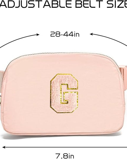 Gitus Gifts for 8 9 10 11 12 Year Old Girls Belt Bag Fanny Pack Crossbody Bags with Initial Letter Patch Cute Stuff Birthday Gifts for Teen Girls Women Personalized Trend Stuff (Coral Pink-G)