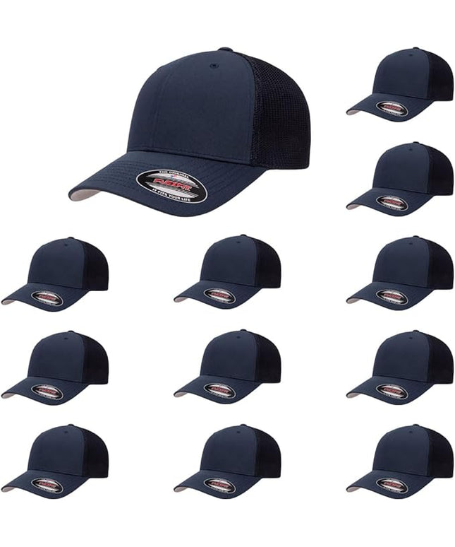Flexfit 6511 Fitted Mid-Profile Stretchable Mesh Panels Trucker Cap | Bulk Pack Available