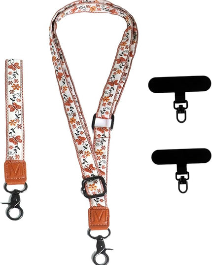 Adjustable Lanyard for Phone, Camera, Name Tags, ID card, Keychain and Wristlet Straps with 2 phone pads(Black)