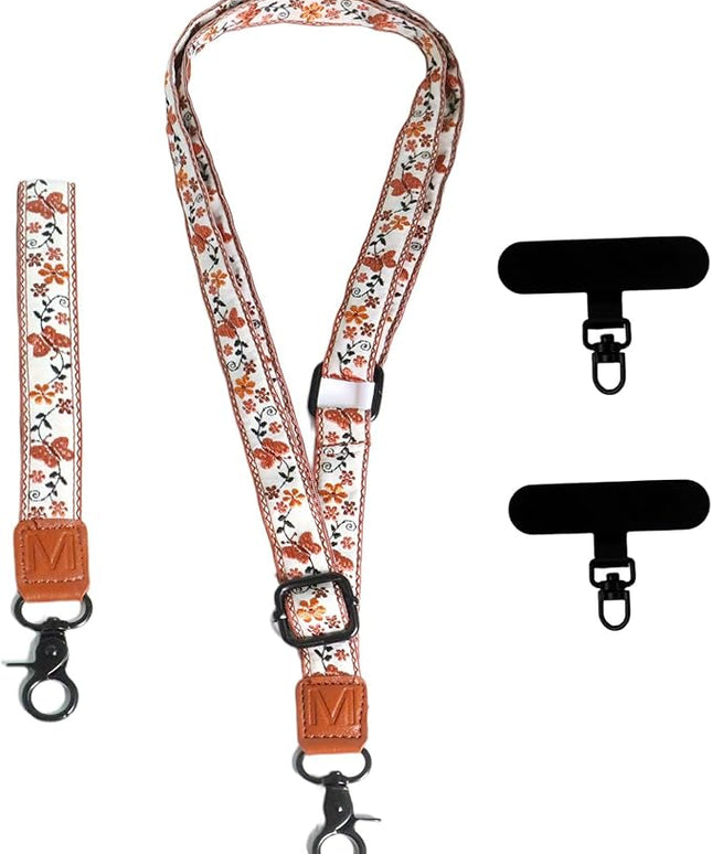Adjustable Lanyard for Phone, Camera, Name Tags, ID card, Keychain and Wristlet Straps with 2 phone pads(Black)