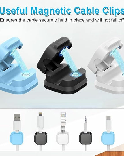 18 Pack Cord Organizer Holder, Magnetic Cable Clips Management, Easy Adhesive Phone Charging Cable Keeper, Hide Or Organize Desk Cable for Kitchen, Office, Car, Nightstand（3Colors）