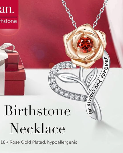 LAVALE Heart Birthstone Necklace for Women, Ideal Anniversary Birthday Gifts for Women Wife Girlfriend Her, Amazing Valentine's day Gift for Mom Women