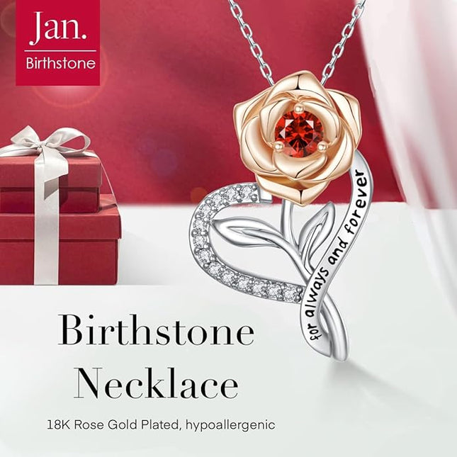 LAVALE Heart Birthstone Necklace for Women, Ideal Anniversary Birthday Gifts for Women Wife Girlfriend Her, Amazing Valentine's day Gift for Mom Women