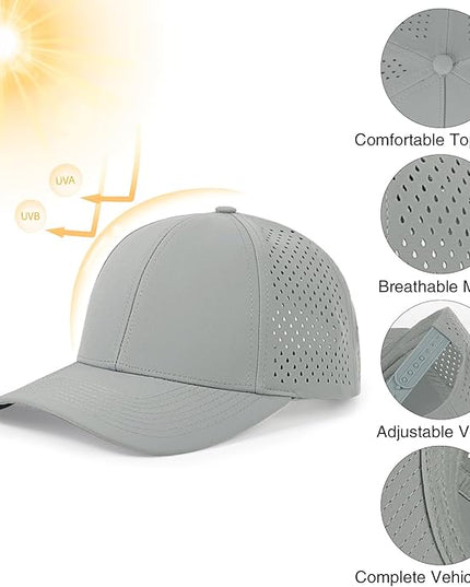 kozinu Quick Dry Baseball Cap Curved Brim Snapback Hat Laser Cut Mesh Ball Cap Golf Ball Cap for Men Women