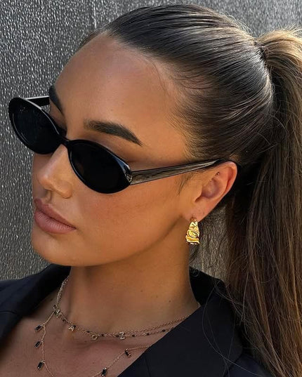 90s Sunglasses for Women Men Retro Small Oval Sunglasses