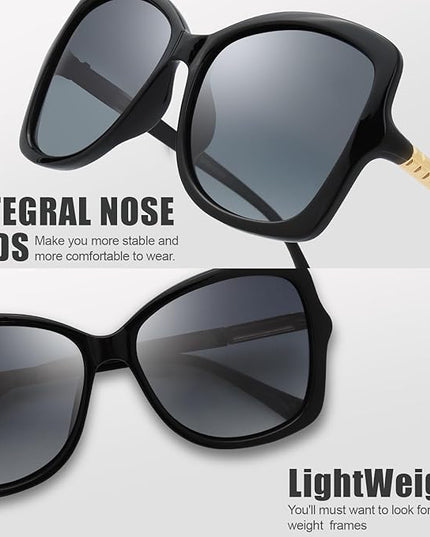 The Fresh Women's Oversized Square Jackie O Cat Eye Hybrid Butterfly Fashion Sunglasses - Exquisite Packaging
