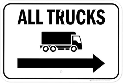 All trucks With Right Arrow Sign, 12x18 Inches, Rust Free .063 Aluminum, Fade Resistant, Made in USA by My Sign Center