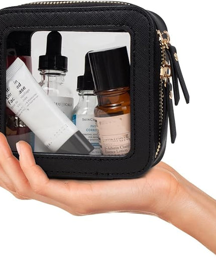 Travel Clear Makeup Bag Set, TSA Approved Cosmetic Bag Case with Zipper Portable Makeup Pouch Toiletry Bag Traveling Cosmetic Organizer Storage Bag Car Organizer Car Essentials