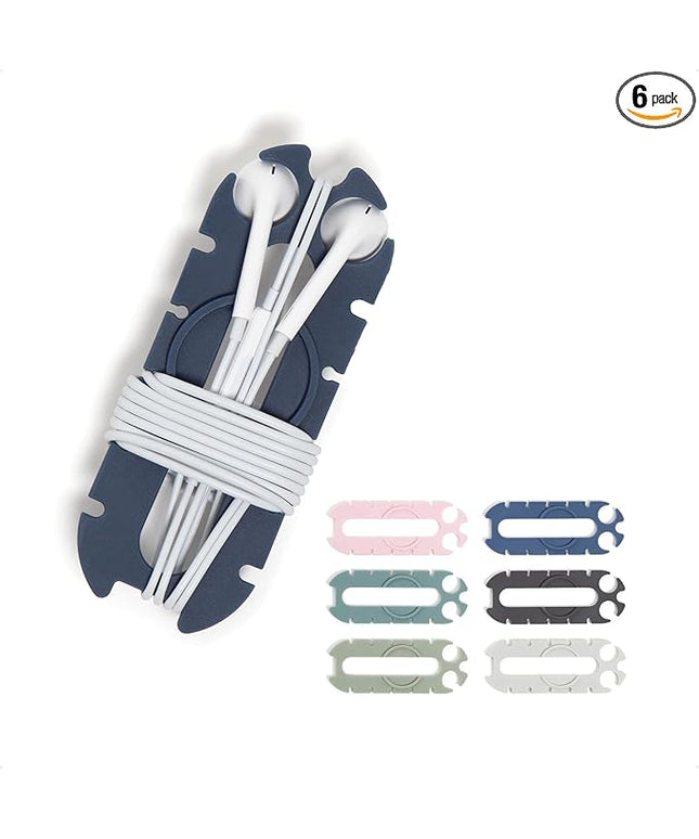 U Brands Oval Wired Ear Buds Cord Caterpillar Wrap, Set of 6 Cord Organizers for Apple Headphones Wired, Travel Essentials, Electronics Cable Management