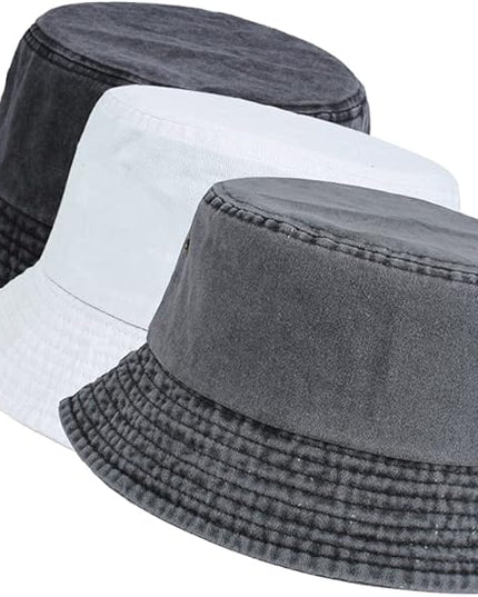 kozinu Washed Cotton Bucket Hats Packable Summer Outdoor Cap Travel Beach Sun Hat Plain Colors for Men Women