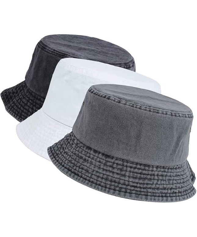 kozinu Washed Cotton Bucket Hats Packable Summer Outdoor Cap Travel Beach Sun Hat Plain Colors for Men Women