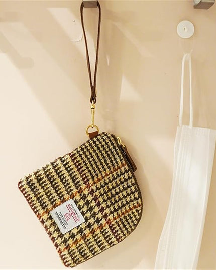 Harris Tweed Wool Coin Purse Small Money Pouch With Zipper For Women Men handmade (No.2177)