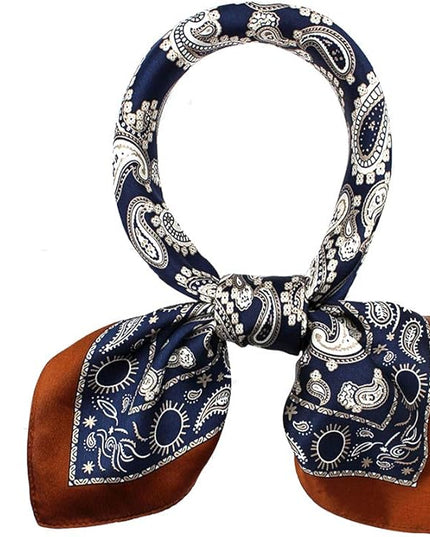 ANDANTINO 100% Real Mulberry Silk Scarf -21'' x 21''- Lightweight Neckerchief –Women Men Small Square Digital Printed Scarves