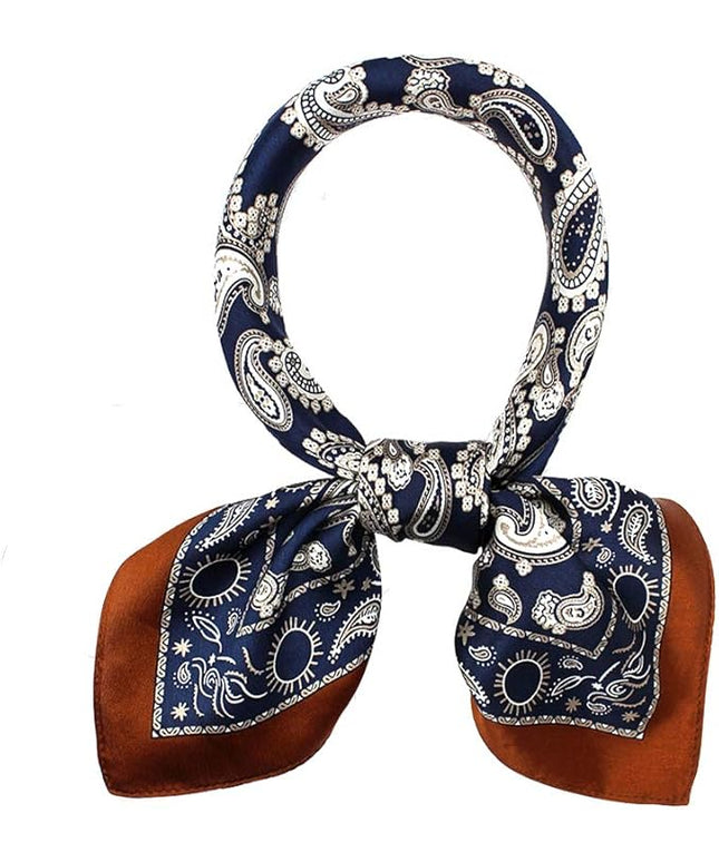 ANDANTINO 100% Real Mulberry Silk Scarf -21'' x 21''- Lightweight Neckerchief –Women Men Small Square Digital Printed Scarves