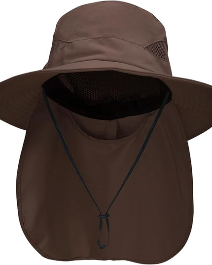 NPQQUAN Sun Hats for Men Women with Neck Flap UPF 50+ UV Protection Wide Brim Bucket Hat Safari Hiking Fishing Hats