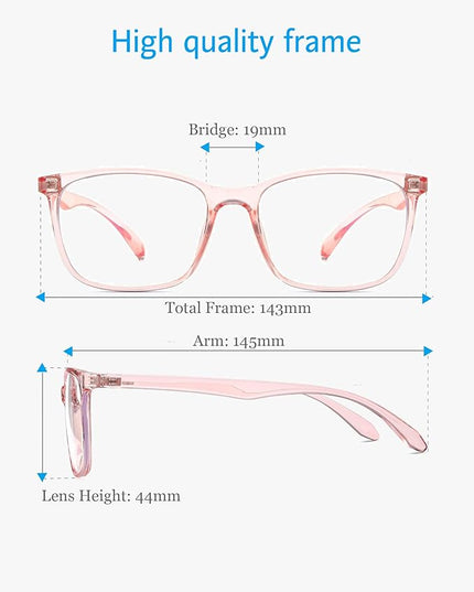 ANRRI Blue Light Blocking Computer Glasses Women Anti Eyestrain UV Filter Lens Lightweight Pink Frame Eyeglasses (Clear Pink)