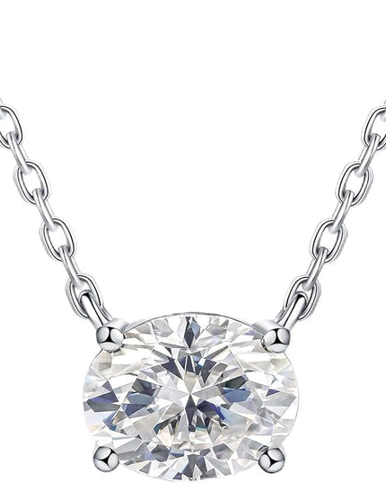 IMOLOVE Moissanite Solitaire Pendant Necklaces for Women Sterling Silver with 18K White Gold Plated 1-3 Carat D Color VVS1 Clarity Mossanite Jewelry for Women