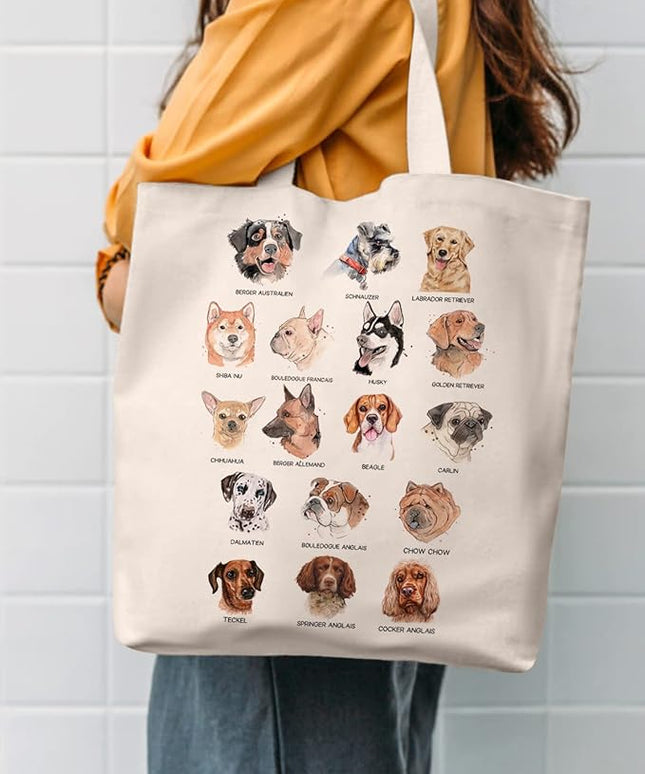 AUSVKAI Canvas Tote Bag Aesthetic for Women, Cute Reusable Cloth Cotton Bags for Shopping Beach Grocery