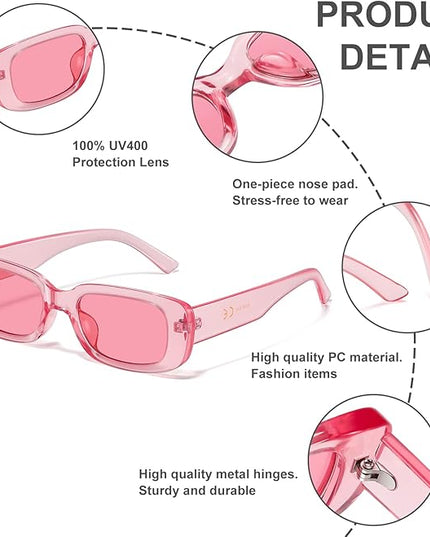 JASPIN Rectangle Sunglasses for Women Men Trendy Y2k Retro 90s Sun Glasses UV Protection Cool Square Frame