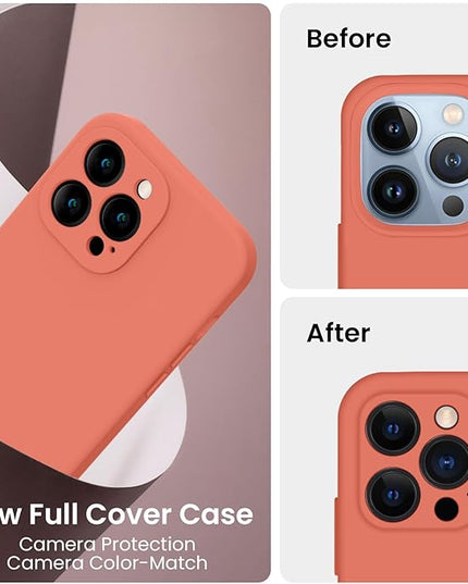 FireNova Designed for iPhone 13 Pro Max Case, Silicone [Camera Protection] Phone Case with [2 Screen Protectors], Soft Anti-Scratch Microfiber Lining Inside, 6.7 inch, Pink Pomelo