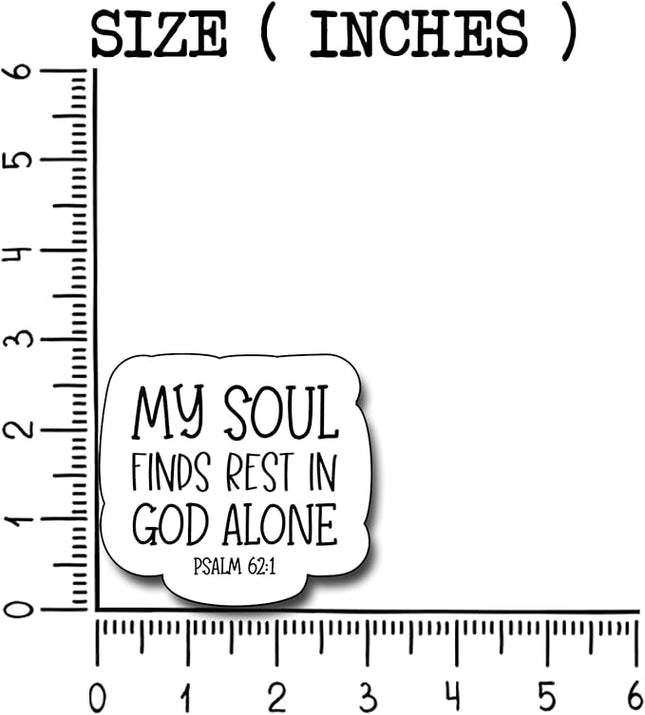 (3Pcs) My Soul Finds Rest in God Alone Sticker, Christian Gifts Decorate Books Laptop Phone, Water Bottles Kindles Stickers, Tumbler Sticker Waterproof Vinyl Decorate 3 x 2,8" Inch