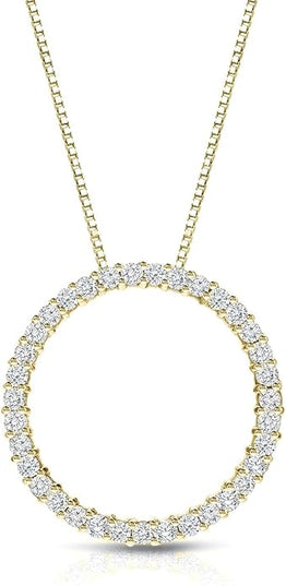 Diamond Wish 1/6 to 1 Carat Diamond Circle of Life Round Pendant Necklace for Women in 14k Gold (I1-I2, cttw) on 18 Inch Long Chain with Spring Ring Clasp