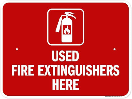 Used Fire Extinguishers Here Sign, 18x24 Inches, Rust Free .063 Aluminum, Fade Resistant, Made in USA by My Sign Center
