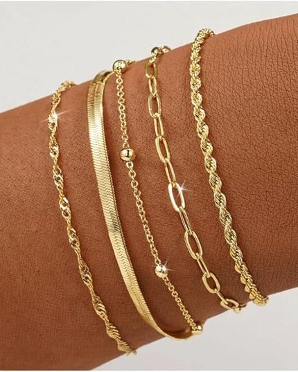 BERISO Gold Bracelets for Women, Elegant Adjustable 14K Gold Plated Bracelet for Women, Trendy Minimalist Dainty Gold Bracelet for Everyday Wear