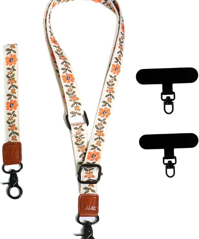 Adjustable Lanyard for Phone, Camera, Name Tags, ID card, Keychain and Wristlet Straps with 2 phone pads(Black)