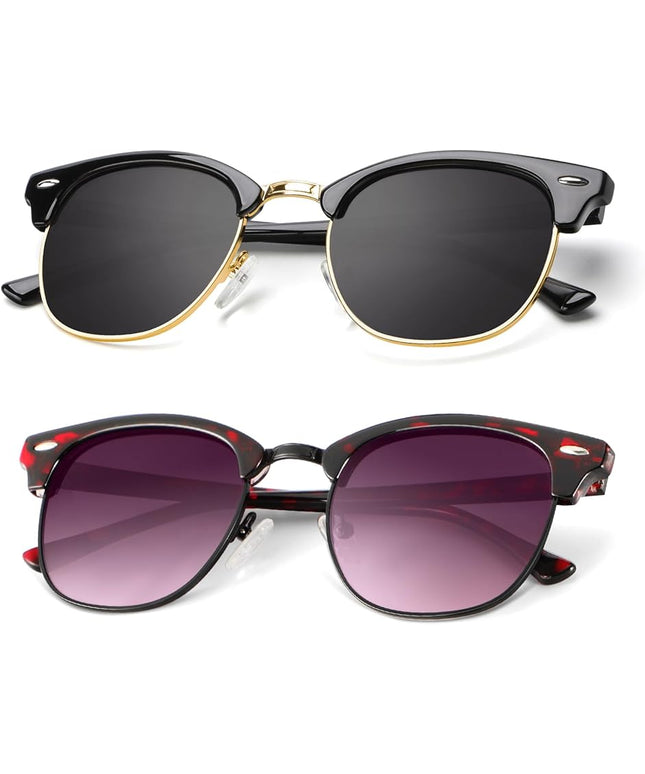 KALIYADI Polarized Sunglasses for Men and Women Semi-Rimless Frame Driving Sun glasses UV Blocking