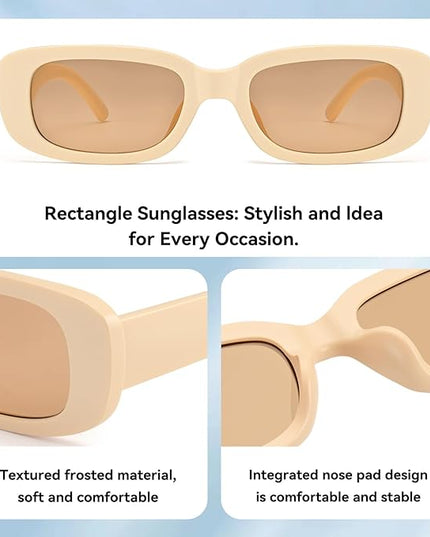Dollger Rectangle Sunglasses for Women Men Trendy Retro Fashion Sunglasses UV 400 Protection Square Fram