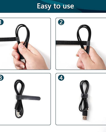 50PCS 6 Inch Adjustable 6-Inch Cord Organizer Ties, Fastening Cable Ties,Microfiber Cloth Used for Computer Link Cable Cord Management USB Cable Cable Ties (Black)