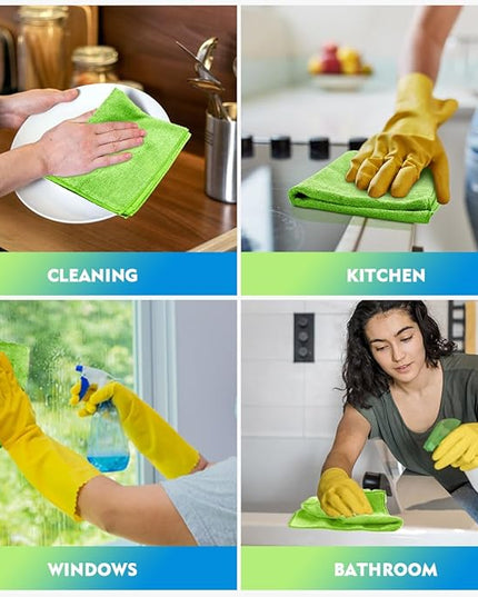 HOMEXCEL Green Microfiber Cleaning Cloth 20 Pack 11.5 x 11.5 Inch Microfiber Towels for Cars Ultra Absorbent Cleaning Rags Lint Free Cleaning Towels for Household Kitchen, Window Car