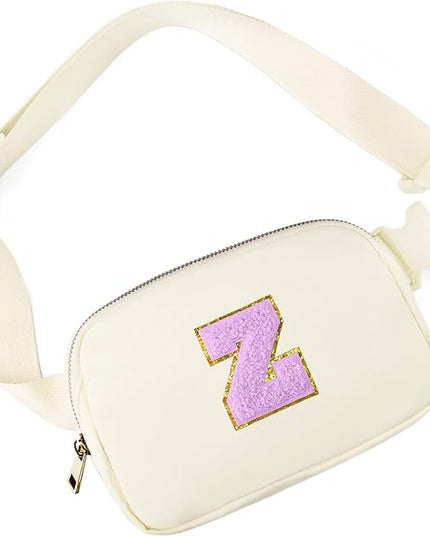 Gitus Gifts for 8 9 10 11 12 Year Old Girls Belt Bag Fanny Pack Crossbody Bags with Initial Letter Patch Cute Stuff Birthday Gifts for Teen Girls Women Personalized Trend Stuff (Ivory-Z)