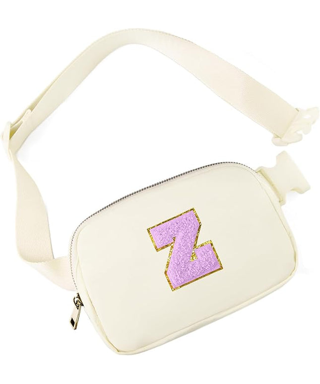 Gitus Gifts for 8 9 10 11 12 Year Old Girls Belt Bag Fanny Pack Crossbody Bags with Initial Letter Patch Cute Stuff Birthday Gifts for Teen Girls Women Personalized Trend Stuff (Ivory-Z)
