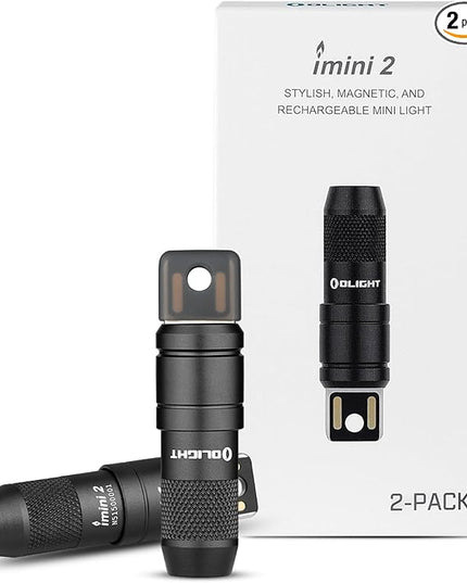OLIGHT 2 Pack IMINI 2 EDC Rechargeable Keychain Flashlight, 50 Lumens Compact and Portable Mini LED Keyring Lights with Built-in Battery Ideal for Everyday Carry and Emergencies