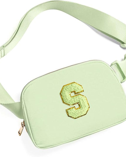 Gitus Gifts for 8 9 10 11 12 Year Old Girls Belt Bag Fanny Pack Crossbody Bags with Initial Letter Patch Cute Stuff Birthday Gifts for Teen Girls Women Personalized Trend Stuff (Light Green-S)
