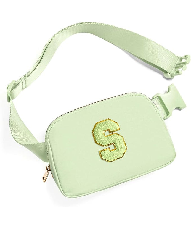 Gitus Gifts for 8 9 10 11 12 Year Old Girls Belt Bag Fanny Pack Crossbody Bags with Initial Letter Patch Cute Stuff Birthday Gifts for Teen Girls Women Personalized Trend Stuff (Light Green-S)
