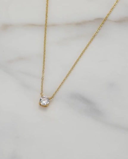 Tewiky Dainty 14k Gold Plated/Silver Cubic Zirconia Necklaces for Women, Simple CZ Jewelry Necklaces Trendy Gifts