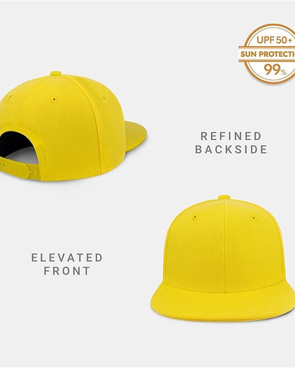 CHOK.LIDS Flat Bill Visor Classic Snapback Hat Blank Adjustable Brim High Top End Trendy Color Style Plain Tone Baseball Cap