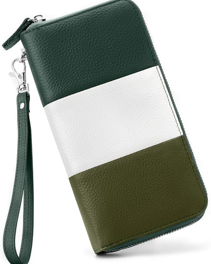 Moflycom Womens Wallet RFID Blocking Genuine Leather Multi Credit Card Large Capacity Zip Around Clutch Travel Purse Wristlet