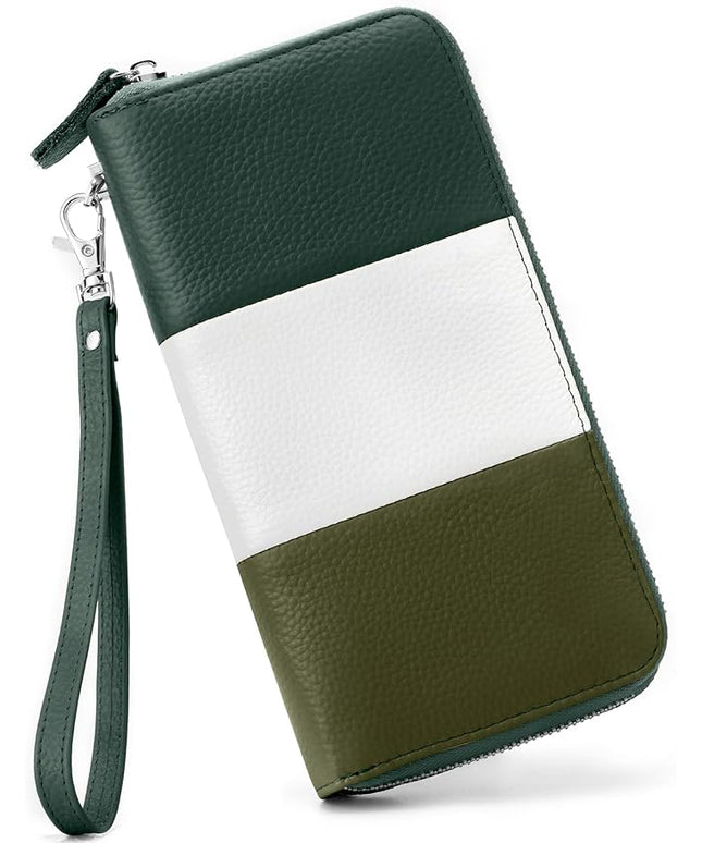 Moflycom Womens Wallet RFID Blocking Genuine Leather Multi Credit Card Large Capacity Zip Around Clutch Travel Purse Wristlet