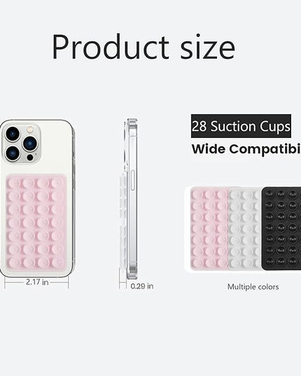 Silicone Double-Sided Suction Phone Case Detachable Mount, Car Dashboard Holder, Hands-Free Sticky Grip Phone Accessories for Selfies & Videos, - iphone & Android Compatible (3.74"x2.2", Baby Pink)