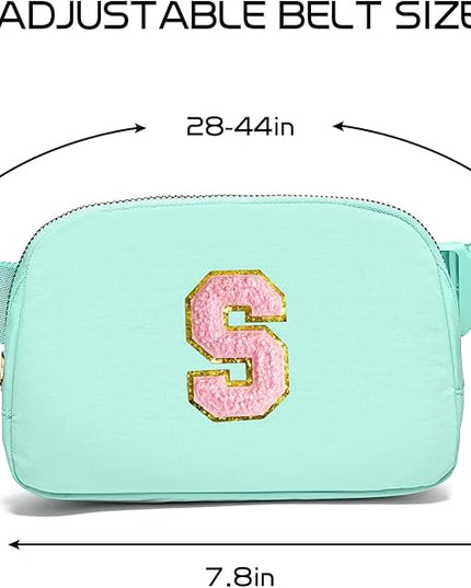 Gitus Belt Bag Fanny Pack Crossbody Bags with Initial Letter Patch Cute Stuff Birthday Gifts for Teenager Girls Trendy Preppy Stuff for Teen Girls Cool Stuff for Teens (Mint Green-S)