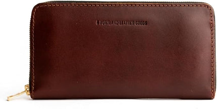 Portland Leather Goods Women's Accordion Zip Wallet – Handcrafted in Durable, Full-Grain Leather – 8 Card Slots & Secure Zippered Pocket – Cognac