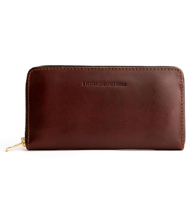 Portland Leather Goods Women's Accordion Zip Wallet – Handcrafted in Durable, Full-Grain Leather – 8 Card Slots & Secure Zippered Pocket – Cognac