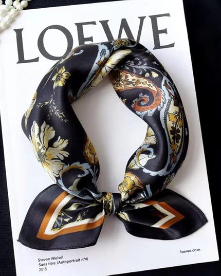 ANDANTINO 100% Mulberry Silk Scarf -21” Lightweight Square Neckerchief – Breathable Digital Printed Scarves with Gift Packed